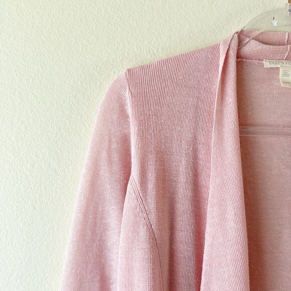 Eileen Fisher 100% Organic Linen Draped Cardigan - Picture 3 of 13